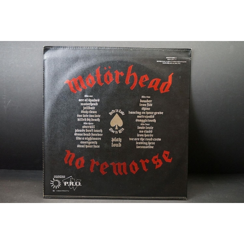 38 - Vinyl - 3 Motorhead LPs to include No Remorse Ltd Edn 2 LP in leather sleeve (Bronze MOTOR 1) Ex+, N... 