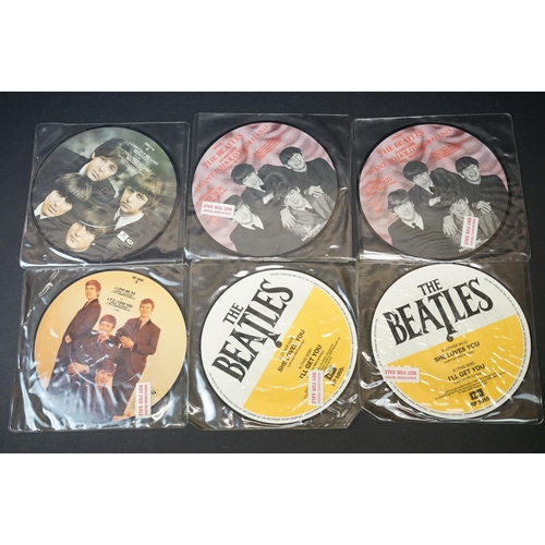 460 - Vinyl - 10 The Beatles UK picture disc 7” singles with many factory sample examples. Condition EX ov... 