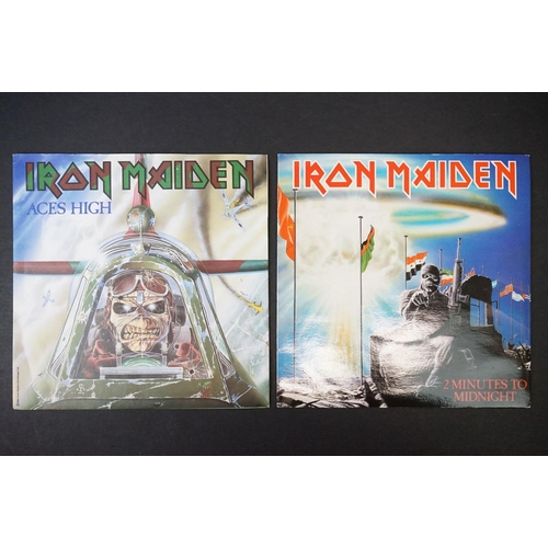 463 - Vinyl - 5 Iron Maiden UK 7” singles to include: The Trooper, Running Free, Purgatory, 2 Minutes To M... 