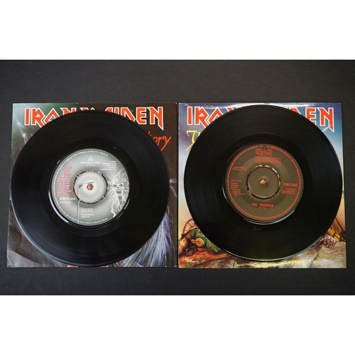 463 - Vinyl - 5 Iron Maiden UK 7” singles to include: The Trooper, Running Free, Purgatory, 2 Minutes To M... 