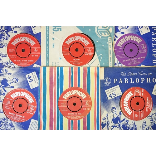 210 - Vinyl - Over 100 1950s early 1960s 7” singles on the Red and Purple Parlophone Records labels, inclu... 