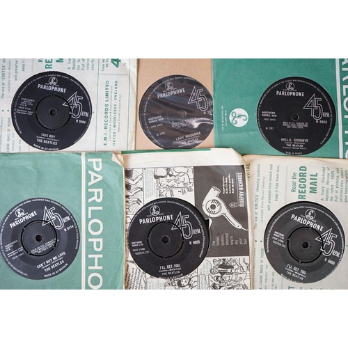 213 - Vinyl - The Beatles - Over 100 mainly UK pressing 7” singles, including labels variations and matrix... 