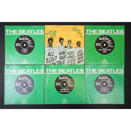 213 - Vinyl - The Beatles - Over 100 mainly UK pressing 7” singles, including labels variations and matrix... 