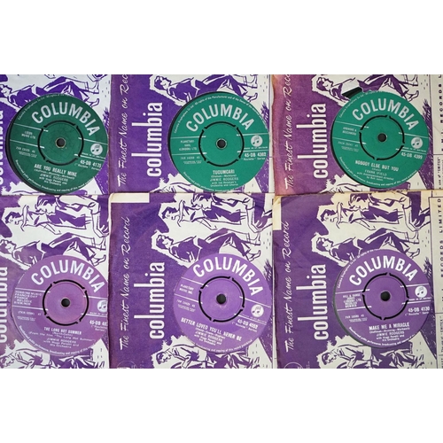 215 - Vinyl - Over 200 1950s early 1960s 7” singles on the Green and Purple Columbia Records labels, inclu... 