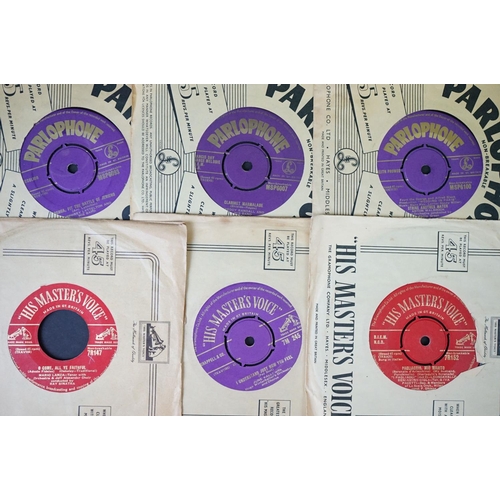 217 - Vinyl - Approximately 50 1950s Gold Print labels 7” singles on Parlophone Columbia and H.M.V. Record... 