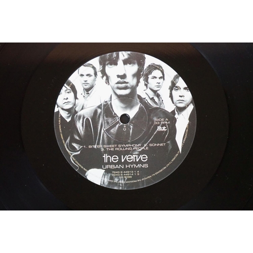 516 - Vinyl - The Verve Urban Hymns LP on Hut Records HUTLP 45, band pics on labels and with rim text.  Sl... 