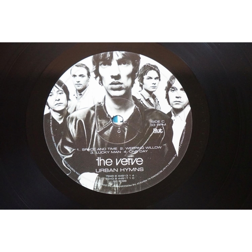 516 - Vinyl - The Verve Urban Hymns LP on Hut Records HUTLP 45, band pics on labels and with rim text.  Sl... 