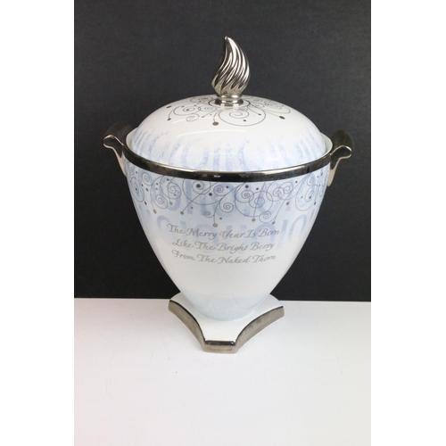 28 - Pair of Wedgwood Millennium Dawning limited edition vases. Each in the form of lidded urns with a wh... 