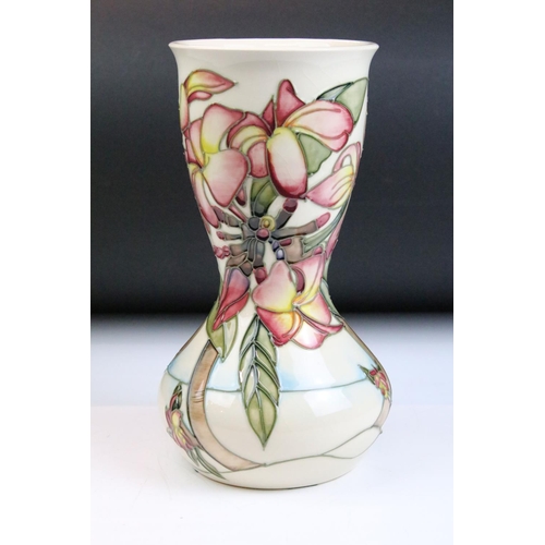 7 - 20th Century Moorcroft waisted vase having tube lined floral detailing upon a cream ground. Impresse... 