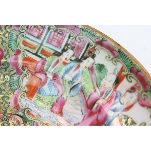 36 - Group of three Oriental ceramic plates. The lot to include a Chinese Canton famille rose plate, a Ja... 