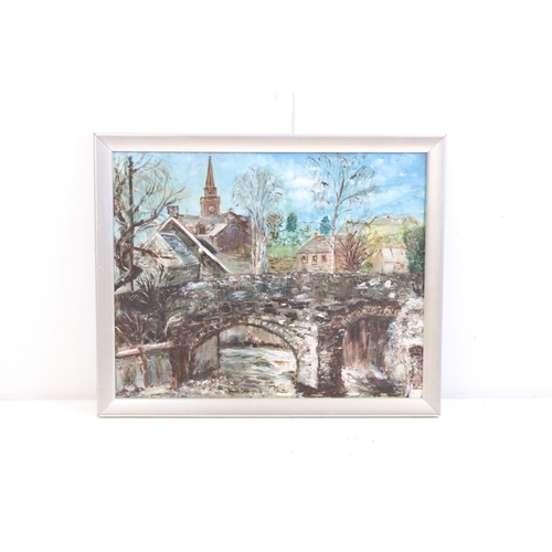 451 - Oil on Board titled to verso ‘ The Old Roman Bridge at ??? Perthshire ‘ by Florence Butler ‘ dated 1... 