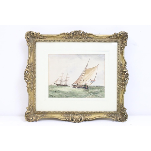 458 - Robert Moore (b. 1905) Watercolour Seascape with French Sailing Boat and Sailing Ships, signed lower... 