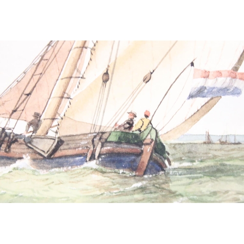 458 - Robert Moore (b. 1905) Watercolour Seascape with French Sailing Boat and Sailing Ships, signed lower... 