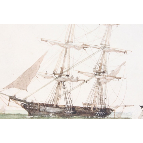 458 - Robert Moore (b. 1905) Watercolour Seascape with French Sailing Boat and Sailing Ships, signed lower... 