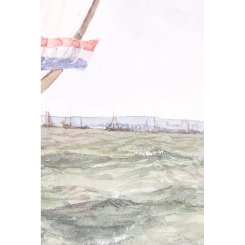 458 - Robert Moore (b. 1905) Watercolour Seascape with French Sailing Boat and Sailing Ships, signed lower... 