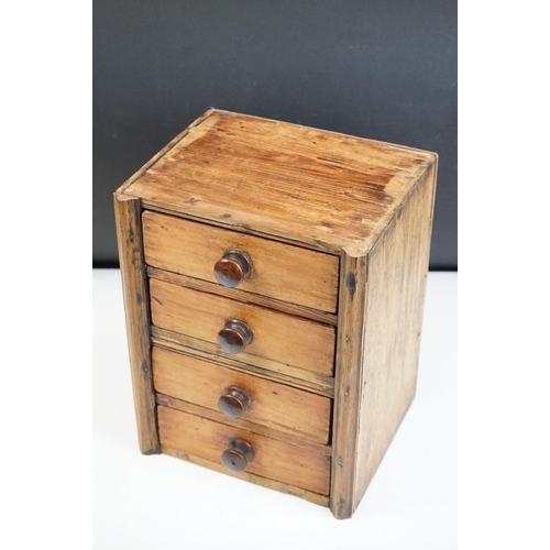 138 - 19th century Small Pine Chest of Four Drawers, 28cm high x 22cm wide