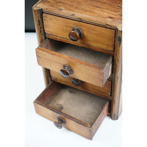 138 - 19th century Small Pine Chest of Four Drawers, 28cm high x 22cm wide