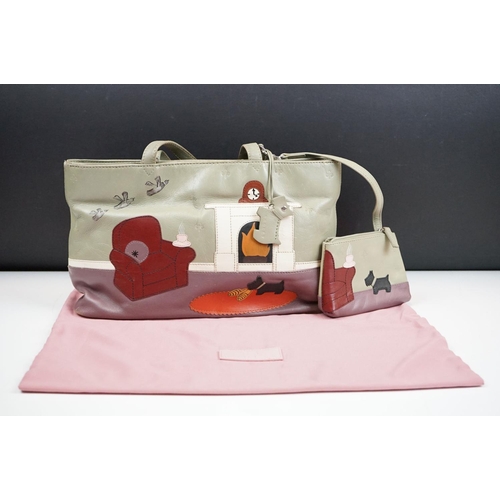 388 - Radley Leather Handbag in the signature ‘ Fireside Armchair ‘ design with dog tag and matching leath... 