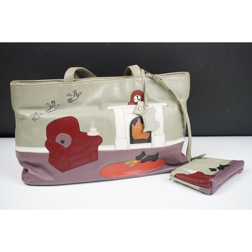 388 - Radley Leather Handbag in the signature ‘ Fireside Armchair ‘ design with dog tag and matching leath... 