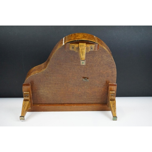 164 - Mid Century walnut music box in the form of a piano. The box having compartment to the front with pa... 