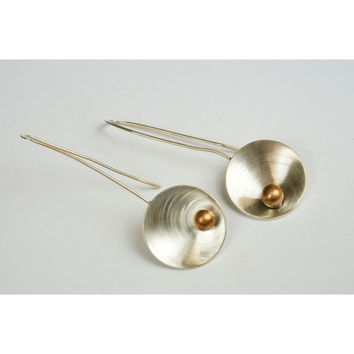 212 - A collection of three pairs of 925 sterling silver earrings to include gilt poppy examples.