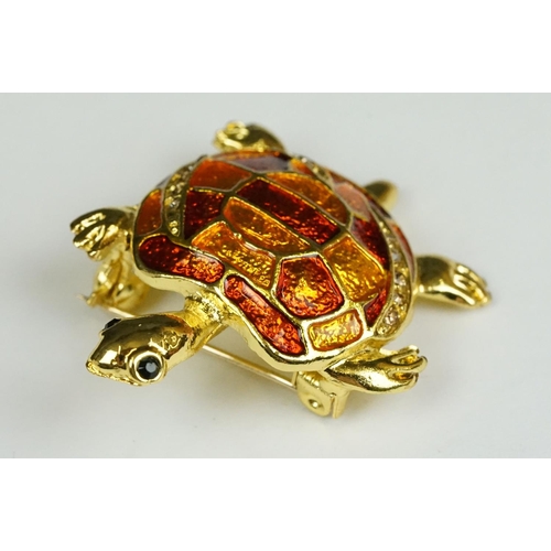 225 - Gilt and enamel turtle brooch