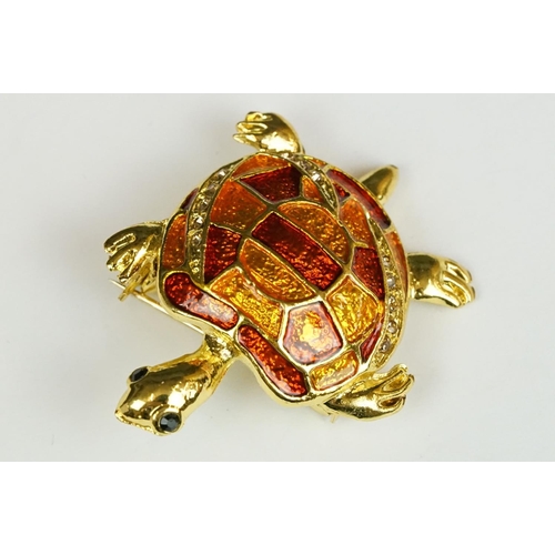 225 - Gilt and enamel turtle brooch