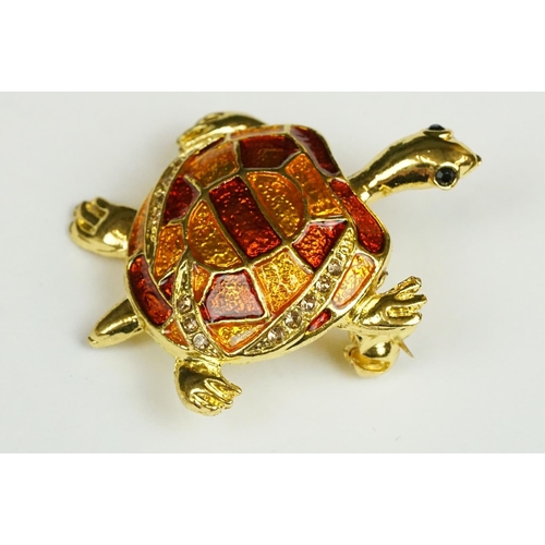 225 - Gilt and enamel turtle brooch