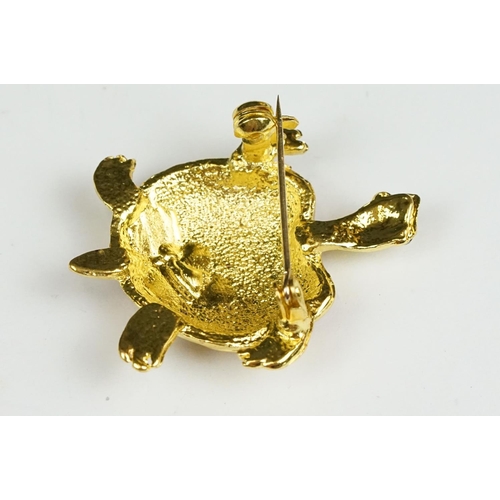 225 - Gilt and enamel turtle brooch