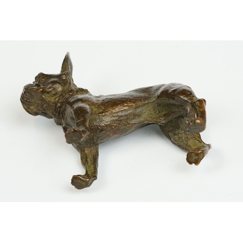 232 - An ornamental bronze figure of a French bulldog, stands approx 6cm in height.