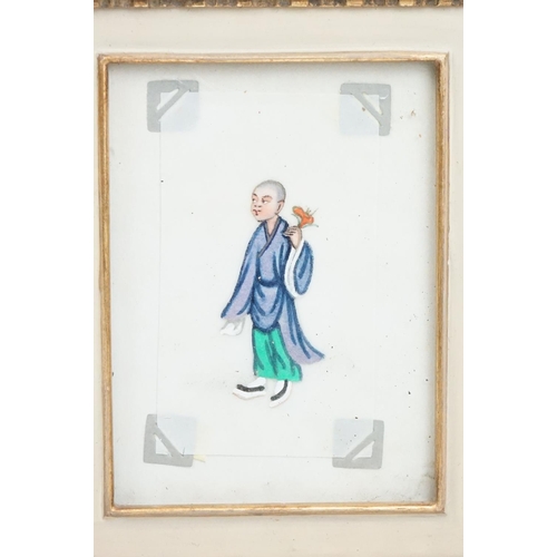 244 - A pair of fine antique Chinese watercolour miniatures on rice paper of boys with noble.