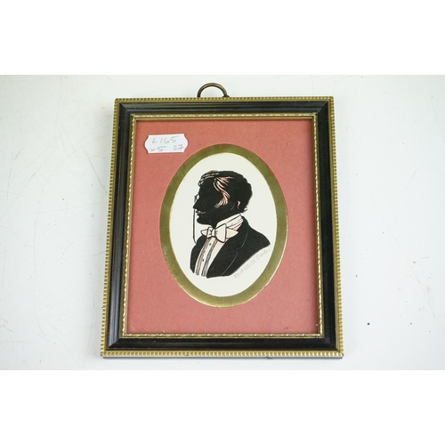 246 - A 19th century silhouette miniature of a lady together with 4 other portrait miniatures.