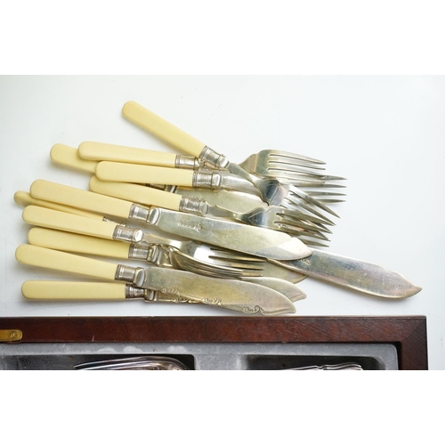 254 - A canteen of silver plated Sheffield cutlery.