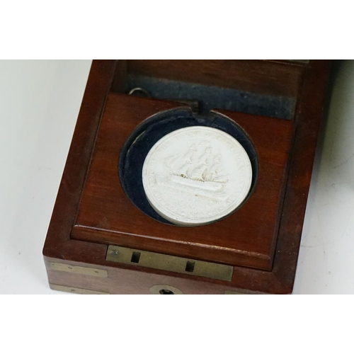 260 - A box of mixed collectables to include opera glasses, a Chinese hand mirror, Parker pens, ship in a ... 