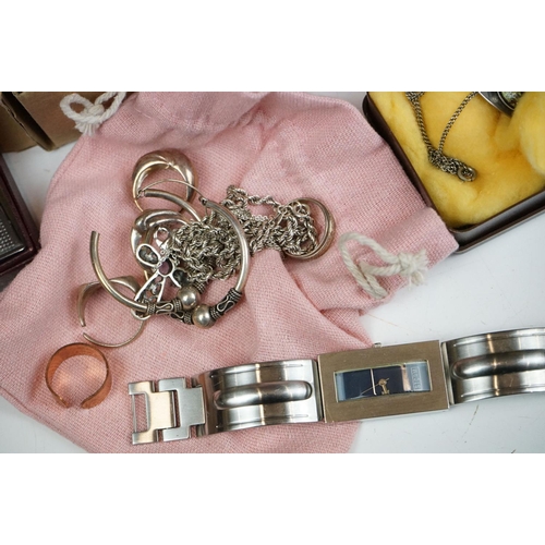 266 - A collection of mainly vintage costume jewellery to include some silver examples together with wrist... 