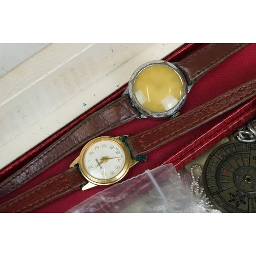 274 - A small collection of mainly vintage costume jewellery together with wristwatches and a cased Sheaff... 