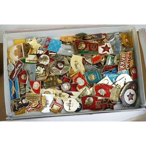 277 - A collection of vintage Russian pin badges.