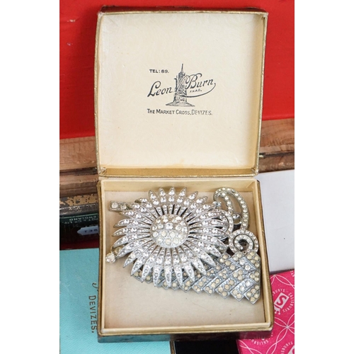 288 - A collection of vintage costume jewellery to include silver examples contained within two wooden box... 