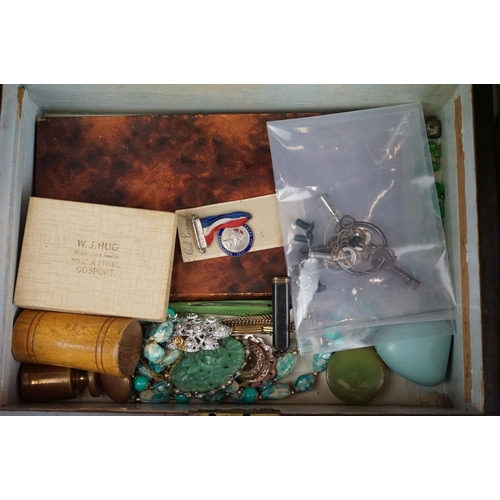 288 - A collection of vintage costume jewellery to include silver examples contained within two wooden box... 