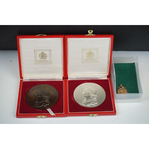 292 - Two cased Cromwell's league medals together with a Nazareth House Cardiff 1924 9ct gold and enamel w... 