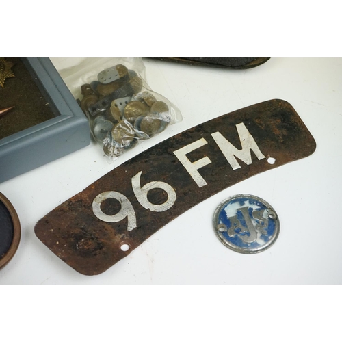 308 - A group of mixed collectables to include a framed and glazed miniature medal Coldstream Guards group... 