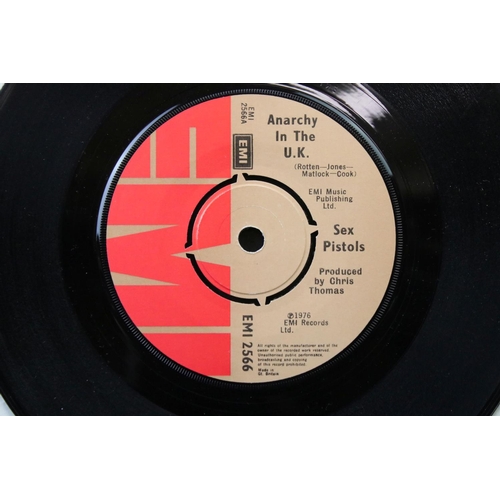 63 - Vinyl - Sex Pistols Anarchy In The U.K. (EMI 2566) first press with Chris Thomas miscredit on side B... 