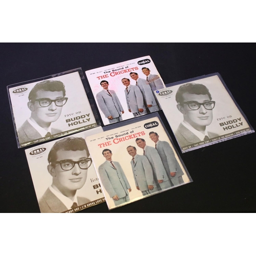 474A - Vinyl & Autographs - 29 Buddy Holly & The Crickets UK EP 7” 45rpm singles, including many tri-centre... 