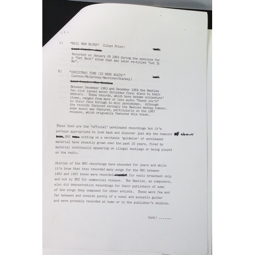 993 - Memorabilia - The Beatles - Full PR press release pack from the unreleased Beatles Sessions compilat... 