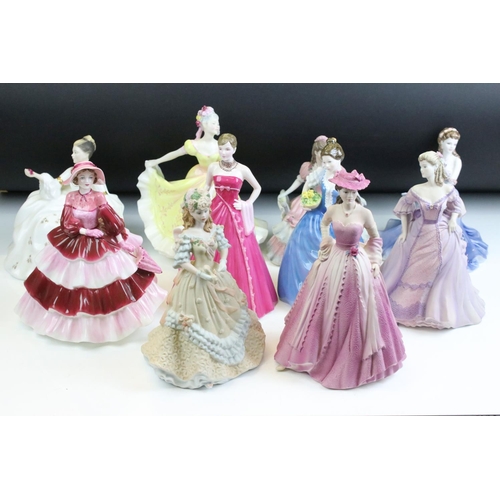 31 - Group of ten Coalport and Royal Doulton lady figurines. The lot to include Coalport Ladies of Fashio... 