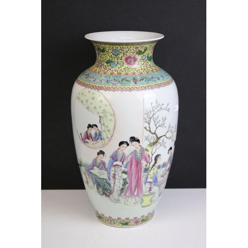 44 - Assorted Chinese ceramics to include a 20th Century famille verte vase, three laughing buddha figuri... 