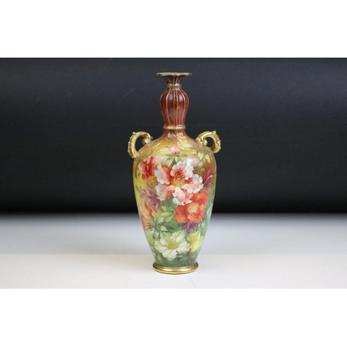 56 - Late 19th Century Royal Bonn vase having hand painted floral sprays with a flared neck and foliate t... 