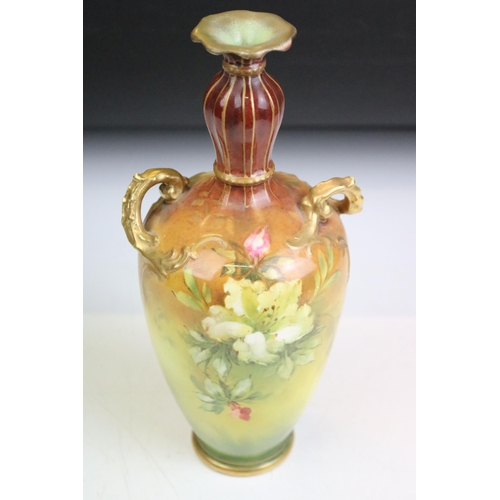 56 - Late 19th Century Royal Bonn vase having hand painted floral sprays with a flared neck and foliate t... 