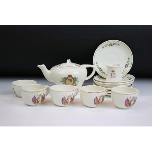 61 - Mid Century Royal Cauldon Corona coronation commemorative children's tea set. the consisting of tea ... 