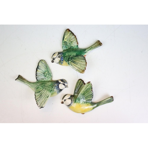 62 - Set of three Beswick blue tit wall plaques. Each having hand painted details. All having Beswick sta... 